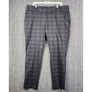 Dalia Plaid Trousers Women XXL Grey Pull On Stretch Workwear D4969-E2668
